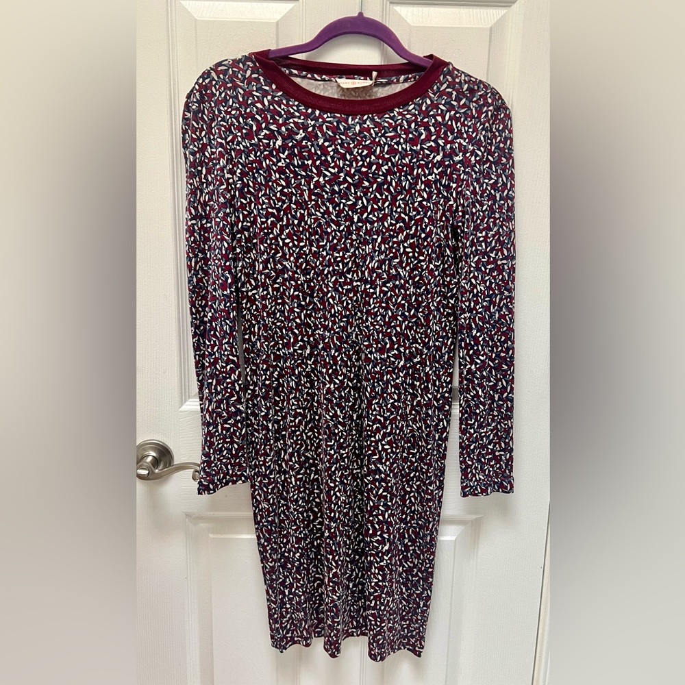 Tory Burch Silk Dress Multicolor Patterned Long Sleeve Midi Size Small Petite